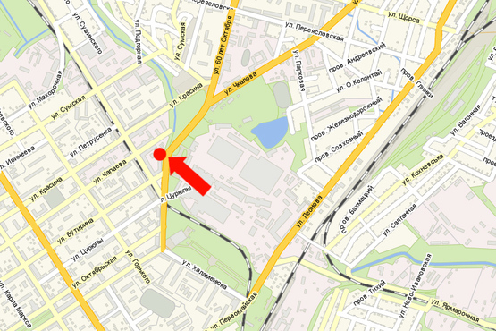 Схема рекламной плоскости по адресу Свободы пр. (бывш. 60-летия Октября ул.), возле обувной фабрики