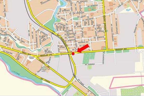 Схема рекламной плоскости по адресу Ровенская ул., возле автомагазина "АТЛ", мост, в центр Схема рекламной плоскости по адресу Ровенская ул., возле автомагазина "АТЛ", мост, в центр