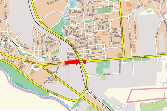 Схема рекламной плоскости по адресу Ровенская ул., возле автомагазина "АТЛ", мост, из центра