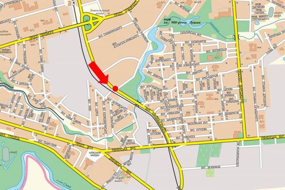 Схема рекламної площини за адресою Карпенко-Карого ул., 3 / Задворецкая ул. (бывш. Космодемянской ул.), разделитель, в сторону Ровенской ул.