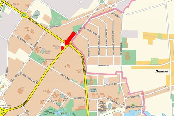 Схема рекламної площини за адресою Соборности пр., 4, возле Северного рынка Схема рекламної площини за адресою Соборности пр., 4, возле Северного рынка