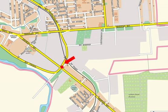 Схема рекламной плоскости по адресу Дубновская ул., 47 / Карпенка-Карого ул., возле АЗС "Amic", "Укрнафта", из центра Схема рекламной плоскости по адресу Дубновская ул., 47 / Карпенка-Карого ул., возле АЗС "Amic", "Укрнафта", из центра