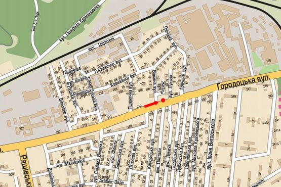 Схема рекламной плоскости по адресу Городоцкая ул., 186-188, возле мотозавода, в центр