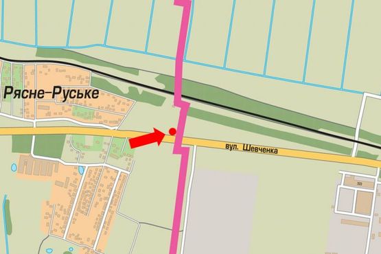 Схема рекламной плоскости по адресу Шевченко ул., въезд в город, возле кольцевой дороги