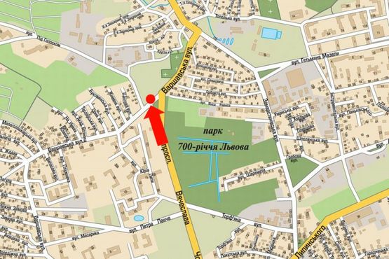 Схема рекламной плоскости по адресу Черновола пр. / Варшавская ул., в сторону ТРЦ "Спартак", правый