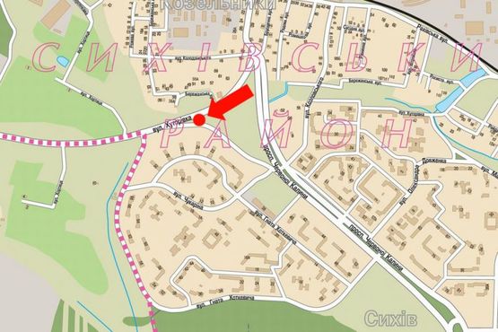 Схема рекламной плоскости по адресу Хуторовка ул., возле рынка "Шувар", разделитель, в сторону Научная ул., правая