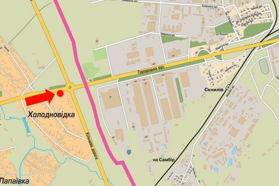 Схема рекламной плоскости по адресу Городоцкая ул. / Винниченка ул., в центр Схема рекламной плоскости по адресу Городоцкая ул. / Винниченка ул., в центр