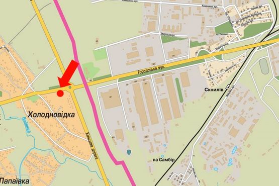 Схема рекламной плоскости по адресу Городоцкая ул. / Винниченка ул., из центра