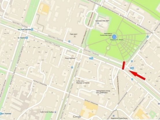 Схема рекламної площини за адресою пр-т. Пушкіна - вул. Андрія Фабра, бульвар Кучеревського, роллер 4х4 Схема рекламної площини за адресою пр-т. Пушкіна - вул. Андрія Фабра, бульвар Кучеревського, роллер 4х4