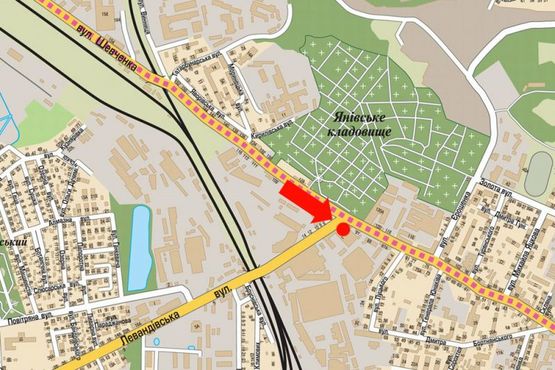 Схема рекламной плоскости по адресу Левандовская ул., 1 / Шевченко ул. Схема рекламной плоскости по адресу Левандовская ул., 1 / Шевченко ул.