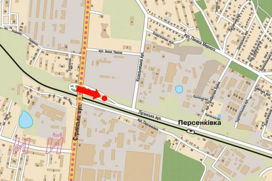 Схема рекламной плоскости по адресу Луганская ул., возле АЗС, в сторону Красной Калины пр.