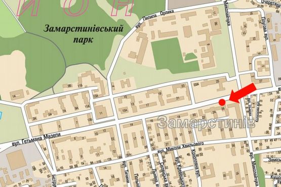 Схема рекламної площини за адресою Мазепы ул., 26 / МИколайчука ул., ресторан "Магнат"