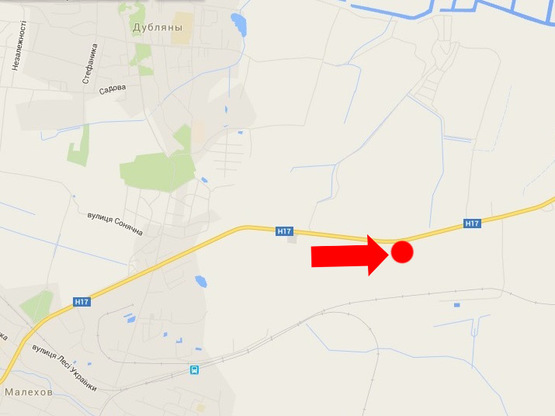 Схема рекламной плоскости по адресу Трасса Киев-Львов, с. Дубляны, в сторону Киева