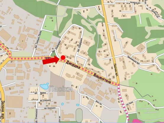 Схема рекламной плоскости по адресу Вашингтона ул., 5А, напротив, в центр Схема рекламной плоскости по адресу Вашингтона ул., 5А, напротив, в центр