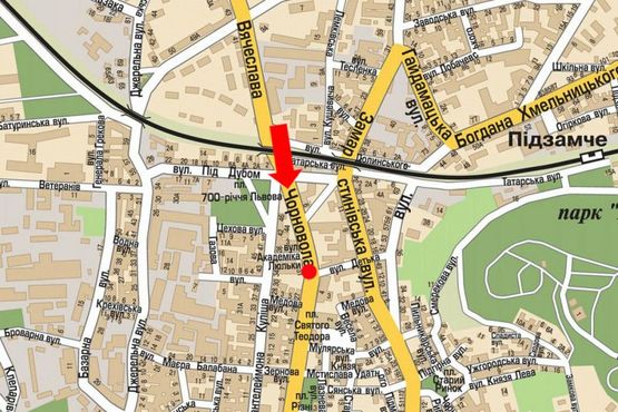 Схема рекламної площини за адресою Черновола пр., 31, разделитель, возле клуба "Malevych", в центр Схема рекламної площини за адресою Черновола пр., 31, разделитель, возле клуба "Malevych", в центр