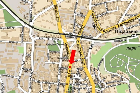 Схема рекламной плоскости по адресу Черновола пр. / Медовая ул., разделитель, возле клуба "Malevych", в центр