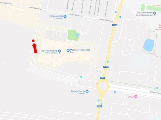 Схема рекламной плоскости по адресу Кульпарковская ул., возле ТРЦ "Victoria Gardens", в сторону ул. Щирецкая, супермаркету "Новая Линия"