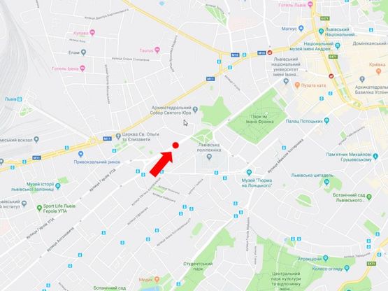 Схема рекламної площини за адресою Митрополита Андрея ул., 10, разделитель, район Политеха, в сторону Святого Юра пл. Схема рекламної площини за адресою Митрополита Андрея ул., 10, разделитель, район Политеха, в сторону Святого Юра пл.