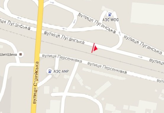 Схема рекламної площини за адресою Луганская ул., в сторону Стрыйская ул. Схема рекламної площини за адресою Луганская ул., в сторону Стрыйская ул.