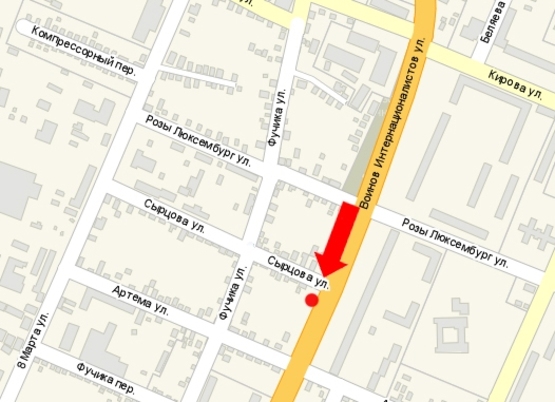 Схема рекламной плоскости по адресу Интернационалистов ул. / ул. Сырцова Схема рекламной плоскости по адресу Интернационалистов ул. / ул. Сырцова