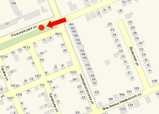Схема рекламной плоскости по адресу Росвиговская ул. / ул. Университетская, микрорайон "Росвигово", возле рынка