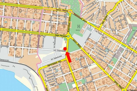 Схема рекламної площини за адресою Богоявленский пр. (бывш. Октябрьский пр.) / Кузнецкая ул. (бывш. Скороходова ул.), в сторону Автовокзала