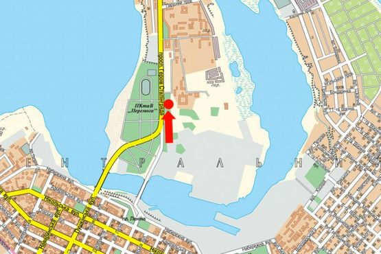 Схема рекламной плоскости по адресу Героев Сталинграда пр., возле супермаркетов "Амстор", "Praktiker", из центра