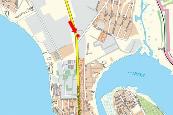 Схема рекламної площини за адресою Киевское шоссе / Александровское шоссе, перед Терновской развилкой, в центр