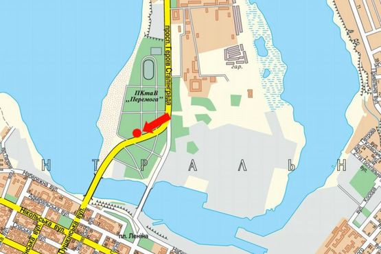 Схема рекламної площини за адресою Героев Сталинграда пр., парк Победы, возле АЗС "Amic", супермаркетов "Амстор", "Praktiker", в центр Схема рекламної площини за адресою Героев Сталинграда пр., парк Победы, возле АЗС "Amic", супермаркетов "Амстор", "Praktiker", в центр