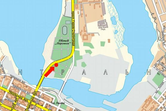 Схема рекламної площини за адресою Героев Сталинграда пр., парк Победы, возле АЗС "Amic", супермаркетов "Амстор", "Praktiker", из центра Схема рекламної площини за адресою Героев Сталинграда пр., парк Победы, возле АЗС "Amic", супермаркетов "Амстор", "Praktiker", из центра