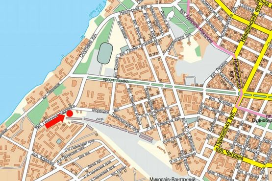 Схема рекламної площини за адресою Карпенко ул. / Мореходная ул., возле АЗС "Amic", супермаркета "АТБ", в центр