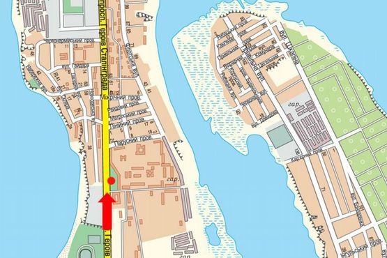 Схема рекламной плоскости по адресу Героев Сталинграда пр., 7, возле ТРЦ "Магеллан", супермаркетов "Таврия В", "Эльдорадо", из центра