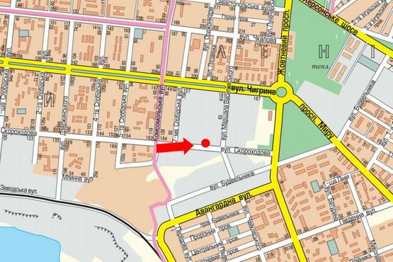 Схема рекламної площини за адресою Кузнецкая ул. (бывш. Скороходова ул.), 213, из центра (флажок)