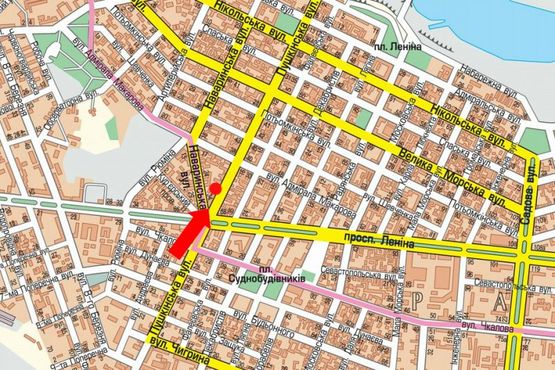 Схема рекламной плоскости по адресу Пушкинская ул. / Наваринская ул. / Центральный пр. (бывш. Ленина пр.), Пушкинское кольцо Схема рекламной плоскости по адресу Пушкинская ул. / Наваринская ул. / Центральный пр. (бывш. Ленина пр.), Пушкинское кольцо