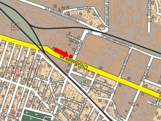 Схема рекламной плоскости по адресу Столбовая ул., 30 / Степная ул., возле АЗС "Socar", в центр (флажок)