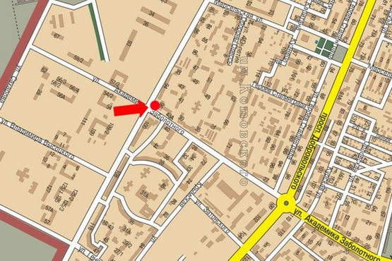 Схема рекламной плоскости по адресу Палия ул. (бывш. Днепропетровская дорога) / Заболотного ул., возле супермаркета "Таврия В"