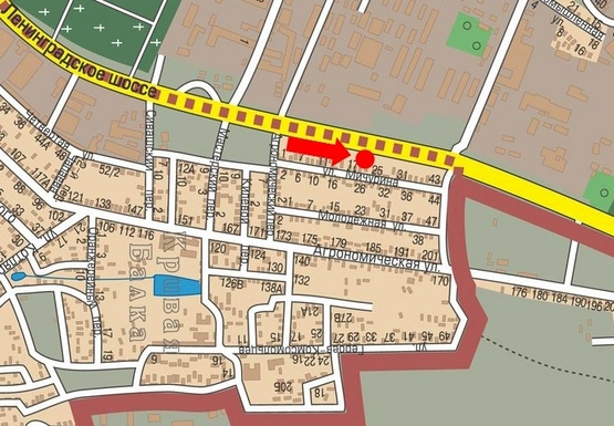 Схема рекламной плоскости по адресу Киевское шоссе, 8, из центра