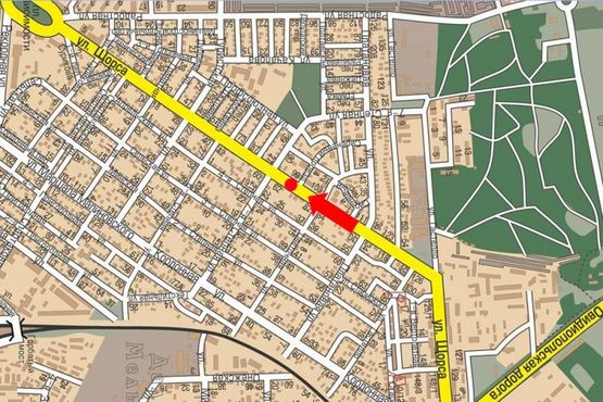 Схема рекламной плоскости по адресу Рихтера ул. (бывш. Щорса ул.), 99, разделитель, в сторону пл. Независимости, правая