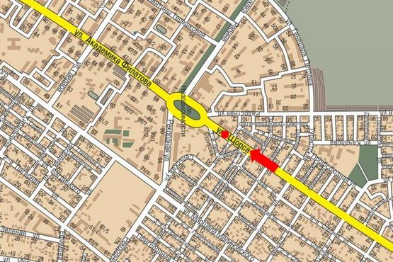 Схема рекламної площини за адресою Рихтера ул. (бывш. Щорса ул.) / Радостная ул., 2/4, в сторону пл. Б.Деревянко, разделитель, левая