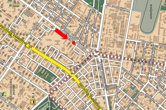 Схема рекламной плоскости по адресу Малиновского ул., 15, в сторону Адмиральского пр. (флажок)