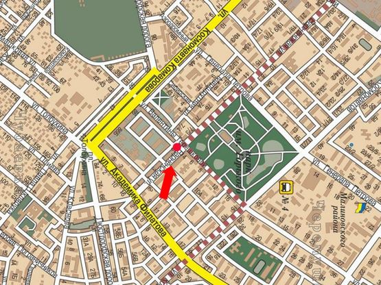 Схема рекламної площини за адресою Варненская ул., 5 / Героев Крут ул. (бывш. Терешковой ул.), в сторону Петрова ул.