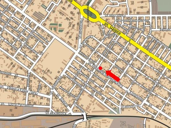 Схема рекламної площини за адресою Малиновского ул., 101 / Спартаковская ул., в сторону Малиновского строительного рынка (флажок)