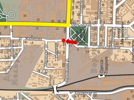 Схема рекламной плоскости по адресу Балковская ул. / Желябова ул., разделитель, со стороны Балковской ул., правая