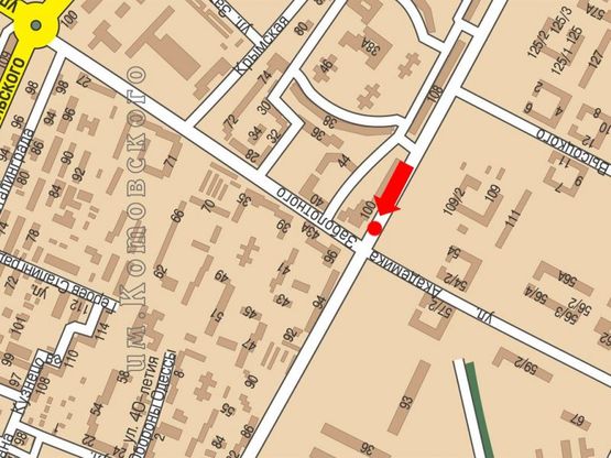 Схема рекламной плоскости по адресу Палия ул. (бывш. Днепропетровская дорога), 100 / Заболотного ул., разделитель, возле супермаркетов "Эльдорадо", "Сильпо", в центр, правая