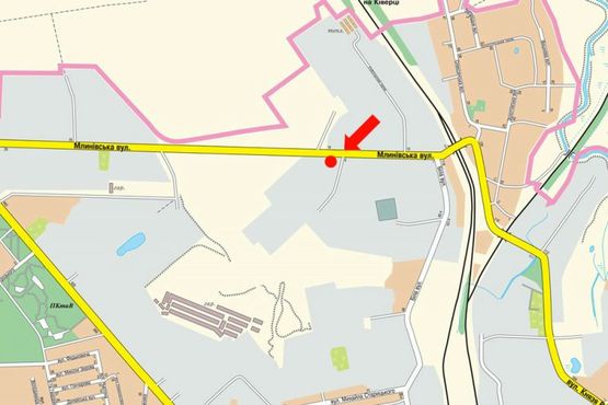 Схема рекламної площини за адресою Мельничная ул., 13, 600 м. до автосалона "Богдан-Авто", из центра