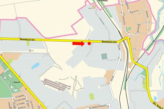 Схема рекламной плоскости по адресу Мельничная ул., 13, 600 м. до автосалона "Богдан-Авто", в центр