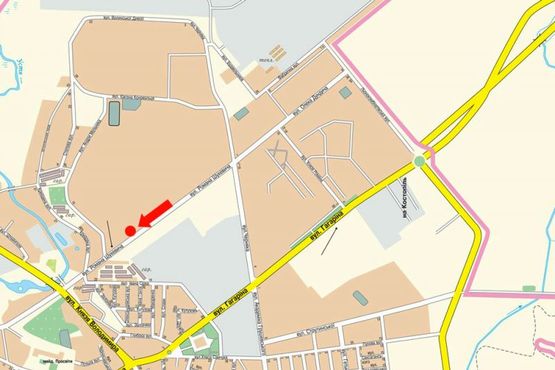 Схема рекламної площини за адресою Шухевича ул., 18, возле АЗС "ОККО", 600 м. до супермаркета "Thrash", в центр