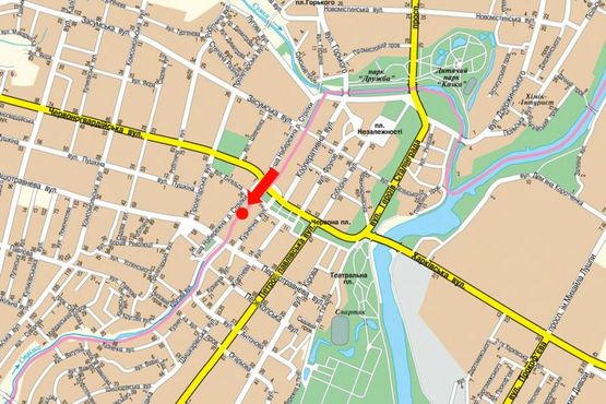 Схема рекламной плоскости по адресу 1-я Набережная ул. реки Стрелки, 28, возле Дома природы, центр