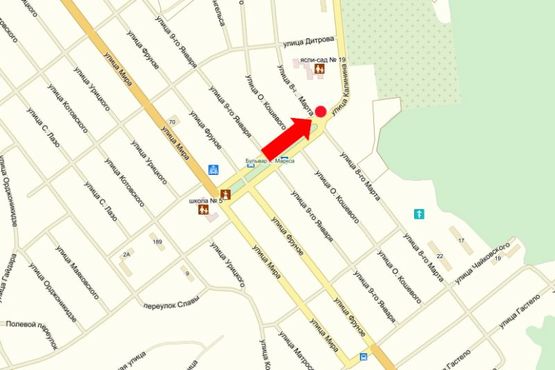 Схема рекламной плоскости по адресу 8 Марта ул. / ул. Калинина, возле автоцентра Схема рекламной плоскости по адресу 8 Марта ул. / ул. Калинина, возле автоцентра