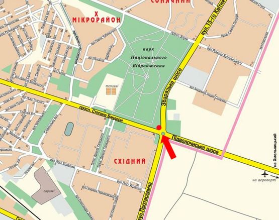 Схема рекламной плоскости по адресу Бандеры пр. / Протасевича ул. / Збаражское кольцо, левая